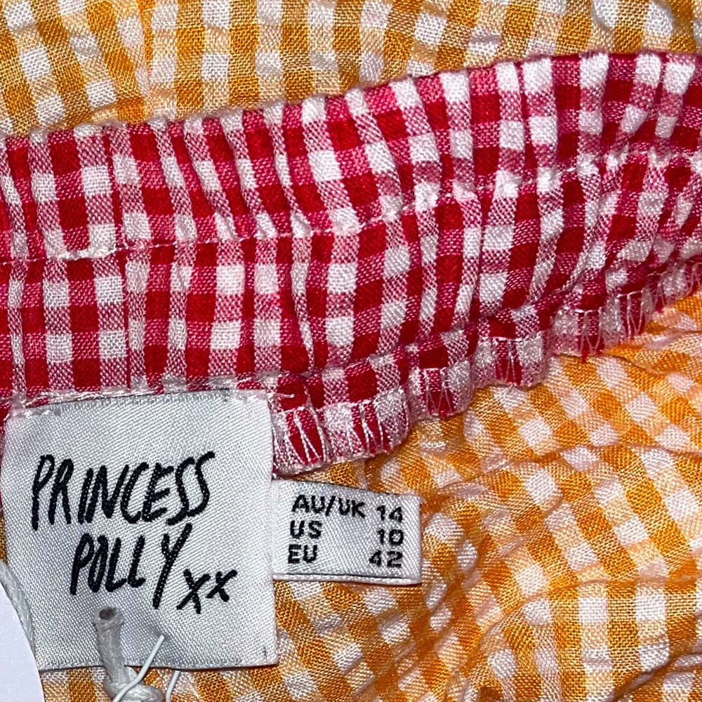 Princess Polly Orange Gingham Track Shorts Size 10 NWT - Picture 7 of 8
